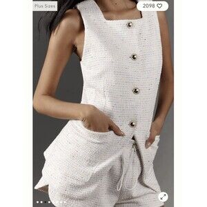 EUC Anthropologie Maeve Square Neck Tweed Vest Women Size MP (med Petite) Career